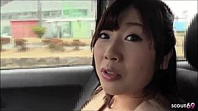 Japanese Teen Sucks Old Guy in Car