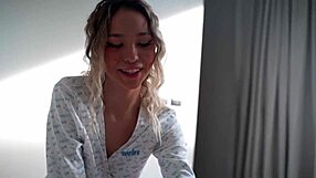 Pov with a hot yet modest blonde teen squirting