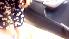 Milf's wet pussy exposed in public garden car upskirt tease