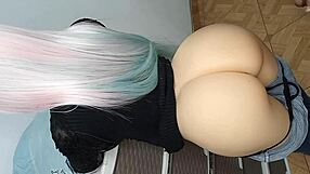 Horny stepdaughter reveals big virgin ass in jeans, lifts it eagerly to take huge thick cock for anal sex over 18