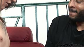 Brunette amateur gets a big facial from a bbc