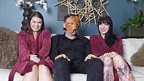 slave in threeway with domme