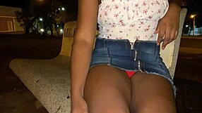 Brazilian Latina in Sexy Lingerie Gives Pussy to Stranger Outdoors