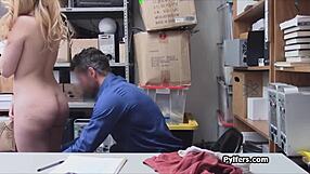 Braless teen in tight dress gets caught shoplifting at the office