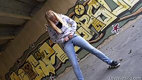 violeta proudly shows off her wet puddle