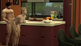 hunky sims 4 couple fucks sensually in the kitchen