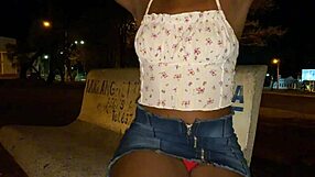 Brazilian Latina in Sexy Lingerie Gives Pussy to Stranger Outdoors