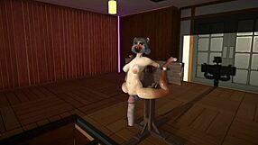 Furry cat dildoes and cum inflation in fun animation