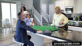 Three Kinky Old Dudes Fuck Busty Teen After Poker