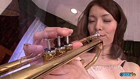 Sweet Asian Truba Player Masturbates After Playing 😍