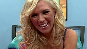 big titted woman masturbates cock with feet