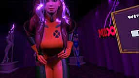 rogue in purple dream cosplay takes care of you in vr game