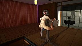 Furry cat dildoes and cum inflation in fun animation