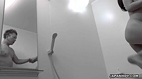 Japanese Woman Kaori Buki Has Oral Sex in Bathroom Uncensored with Big Tits