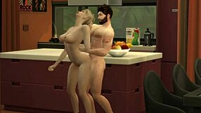 hunky sims 4 couple fucks sensually in the kitchen