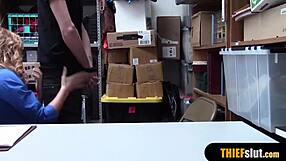 Hot Blonde Milf Security Guard Fucks Thief Guy