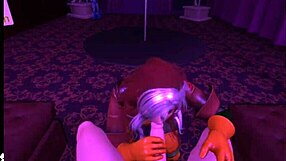 rogue in purple dream cosplay takes care of you in vr game