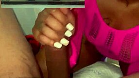 curvy ebony pornstar gives sloppy head on the stairs