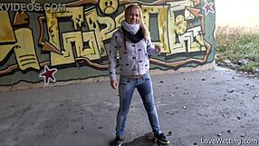 violeta proudly shows off her wet puddle