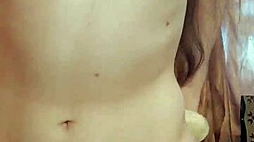 Russian Brunette in Stockings Sucks Thick Dildo with Dirty Talk Fingers Pussy Close-Up Anal Fingering