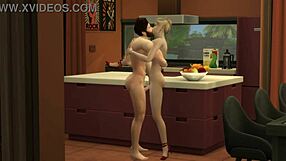 hunky sims 4 couple fucks sensually in the kitchen