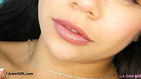 super cute brunette teen shows her sexy body in casting