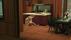 hunky sims 4 couple fucks sensually in the kitchen