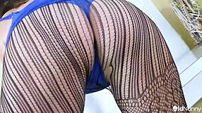 Mature solo lulu performs striptease and plays with busty tits