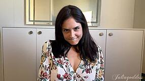 The naughty secretary gave the boss a blowjob and swallowed it all.