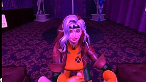 rogue in purple dream cosplay takes care of you in vr game