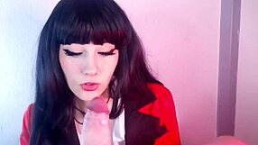 Yumeko Jabami Edges Slave in Roleplay Blowjob for Huge Cumshot Facial