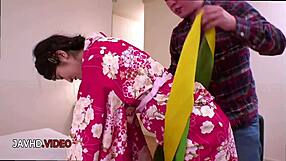 Does this hot wife in kimono deserve a hardcore creampie after blowjob?