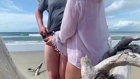 Anal creampie unfolding on a public beach! 🌊
