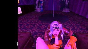 rogue in purple dream cosplay takes care of you in vr game