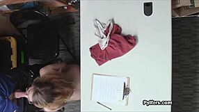 Braless teen in tight dress gets caught shoplifting at the office