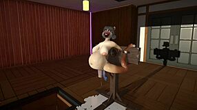 Furry cat dildoes and cum inflation in fun animation