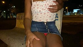 Brazilian Latina in Sexy Lingerie Gives Pussy to Stranger Outdoors