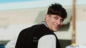 Milfy Justine Fucks Young Stud In Classic Car