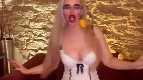 The Music Goddess Dances Seductively With Glasses And Belly Moves