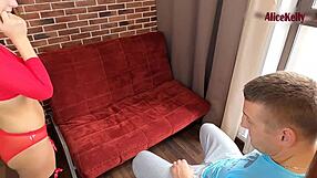 A cute student masturbates before her gym teacher to earn a good grade.