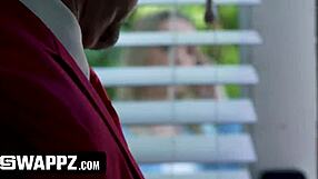 The boss and his stepdaughter found a way to fuck his new assistant and her hot stepdaddy