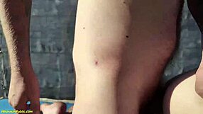 Hot skinny milf ass fucked on a public roof, oh man!