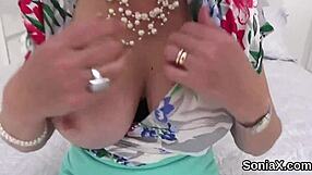 Unfaithful english mature lady sonia flaunts her enormous tits