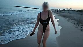 blonde and brunette exhibitionists flashing tits on public beach