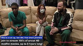 Nurse examines patient's hooters in hospital