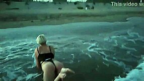 blonde and brunette exhibitionists flashing tits on public beach