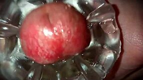 Hey, check this close-up cum oozing out.