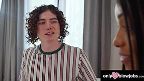 Cute Brunette Gets Tittyfucked And Slurps Huge Dick