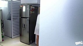 blonde latina maid at work in garage