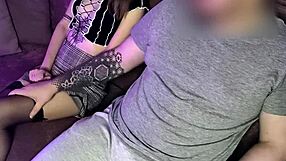 Getting sucked off by a hottie in stockings